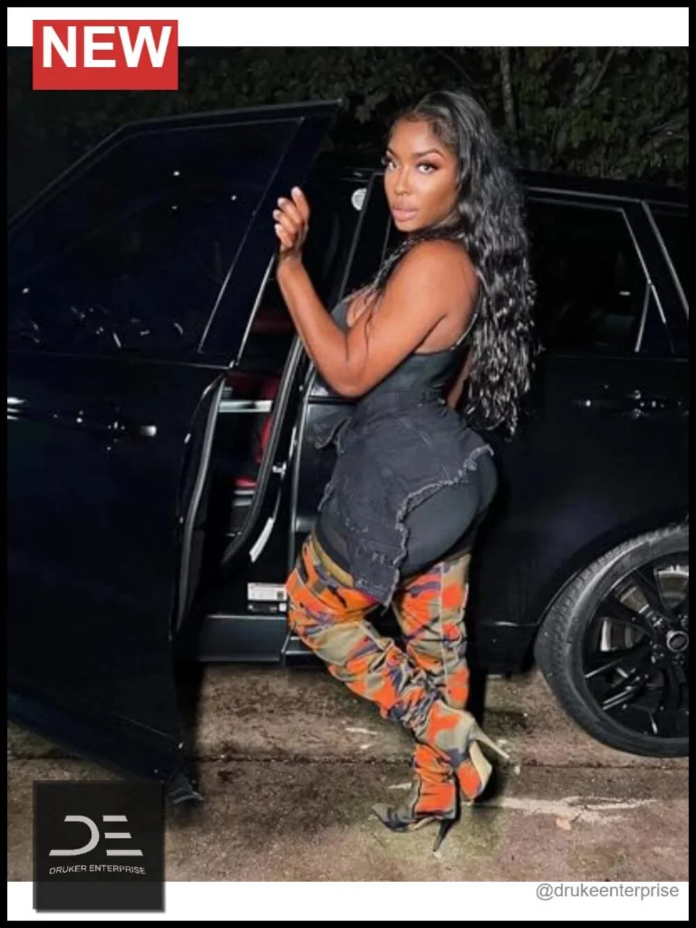 Camo Thigh High Heels Boots 3.9